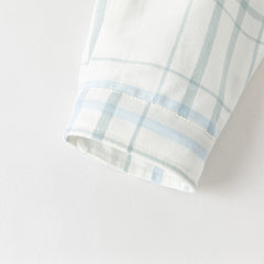 Dave&Bella Toddler Boys Green Plaid Playful Dinosaur Long Sleeve Soft Cotton Shirts