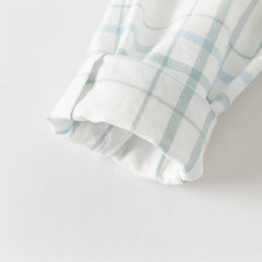 Dave&Bella Toddler Boys Green Plaid Playful Dinosaur Long Sleeve Soft Cotton Shirts