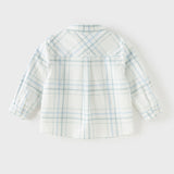 Dave&Bella Toddler Boys Green Plaid Playful Dinosaur Long Sleeve Soft Cotton Shirts