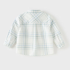 Dave&Bella Toddler Boys Green Plaid Playful Dinosaur Long Sleeve Soft Cotton Shirts