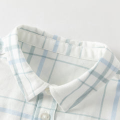 Dave&Bella Toddler Boys Green Plaid Playful Dinosaur Long Sleeve Soft Cotton Shirts