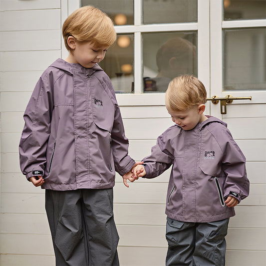 Dave&Bella Kids Boys Purple Yellow Outdoor Waterproof Hooded Lightweight Jackets