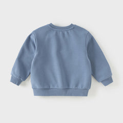 Dave&Bella Toddler Boys Beige/Blue Playful Print Versatile Casual Sweatshirts