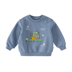 Dave&Bella Toddler Boys Beige/Blue Playful Print Versatile Casual Sweatshirts