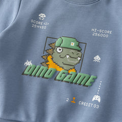 Dave&Bella Toddler Boys Beige/Blue Playful Print Versatile Casual Sweatshirts