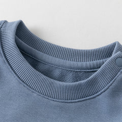 Dave&Bella Toddler Boys Beige/Blue Playful Print Versatile Casual Sweatshirts