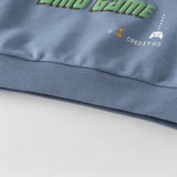 Dave&Bella Toddler Boys Beige/Blue Playful Print Versatile Casual Sweatshirts