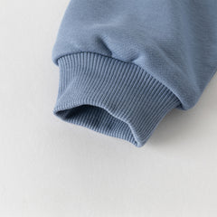 Dave&Bella Toddler Boys Beige/Blue Playful Print Versatile Casual Sweatshirts