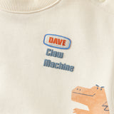 Dave&Bella Toddler Boys Beige/Blue Playful Print Versatile Casual Sweatshirts