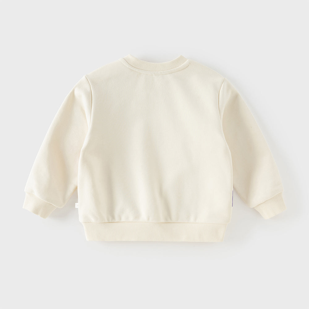 Dave&Bella Toddler Boys Beige/Blue Playful Print Versatile Casual Sweatshirts