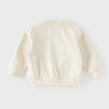 Dave&Bella Toddler Boys Beige/Blue Playful Print Versatile Casual Sweatshirts