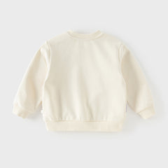 Dave&Bella Toddler Boys Beige/Blue Playful Print Versatile Casual Sweatshirts