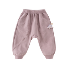 Dave&Bella Toddler Girls/Boys Purple/Blue Cute Dinosaur Simple Daily Capri Pants
