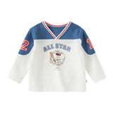 Dave&Bella Toddler Boys White V-neck Comfortable T-shirt Tops