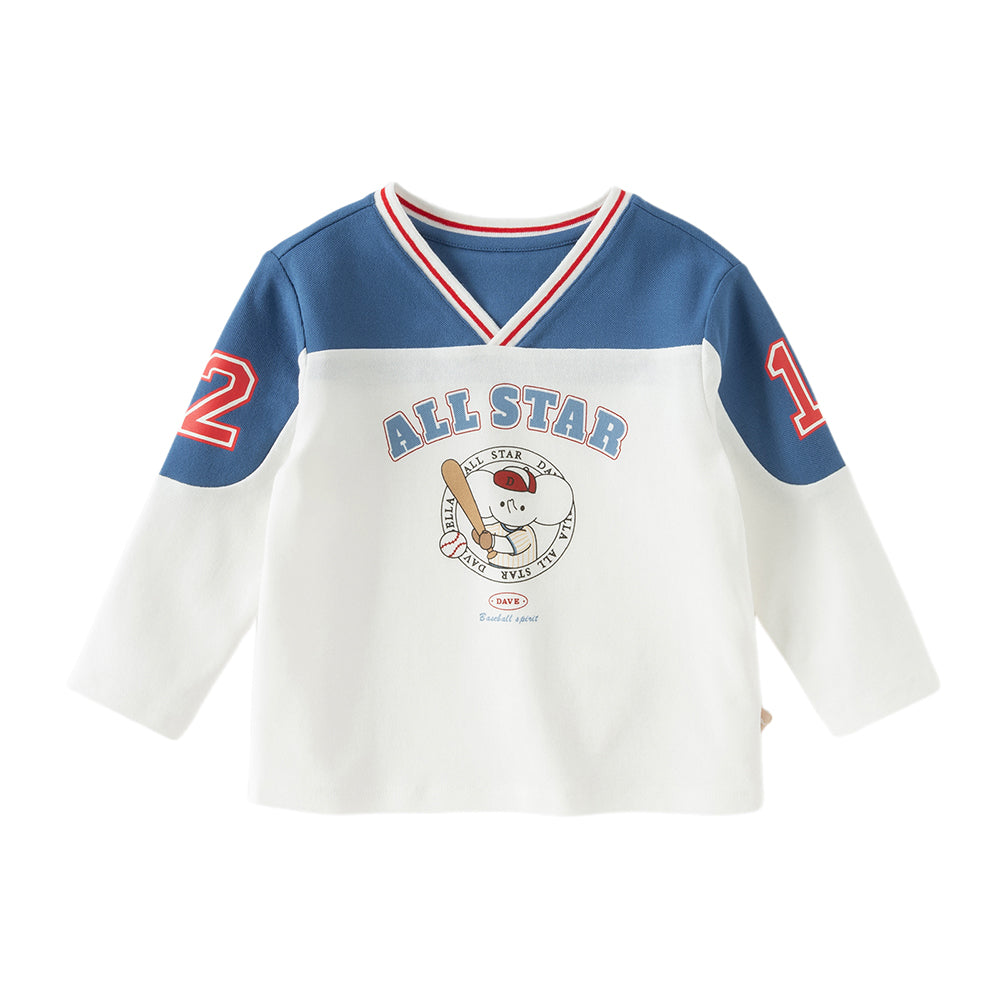 Dave&Bella Toddler Boys White V-neck Comfortable T-shirt Tops