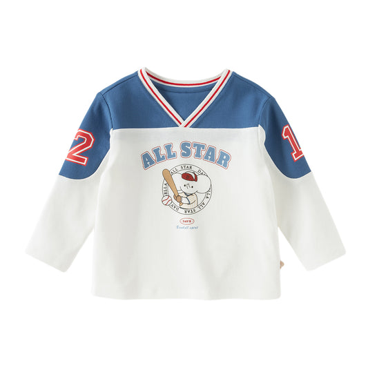 Dave&Bella Toddler Boys White V-neck Comfortable T-shirt Tops