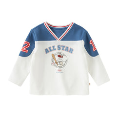 Dave&Bella Toddler Boys White V-neck Comfortable T-shirt Tops