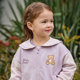 Dave&Bella Toddler Girls Cute Bear Grey Purple Casual Top Pant Suits