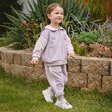 Dave&Bella Toddler Girls Cute Bear Grey Purple Casual Top Pant Suits