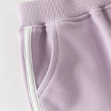 Dave&Bella Toddler Girls Cute Bear Grey Purple Casual Top Pant Suits