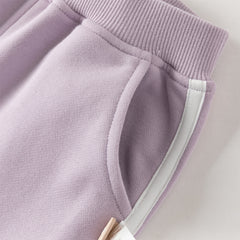 Dave&Bella Toddler Girls Cute Bear Grey Purple Casual Top Pant Suits