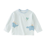 Dave&Bella Toddler Girls/Boys Multi-color Striped Soft Cotton Long Sleeve T-shirt Tops