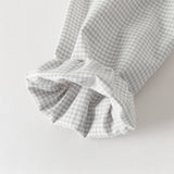 Dave&Bella Toddler Girls Casual Classic Grey White Plaid Long Sleeve Cotton Shirt Tops