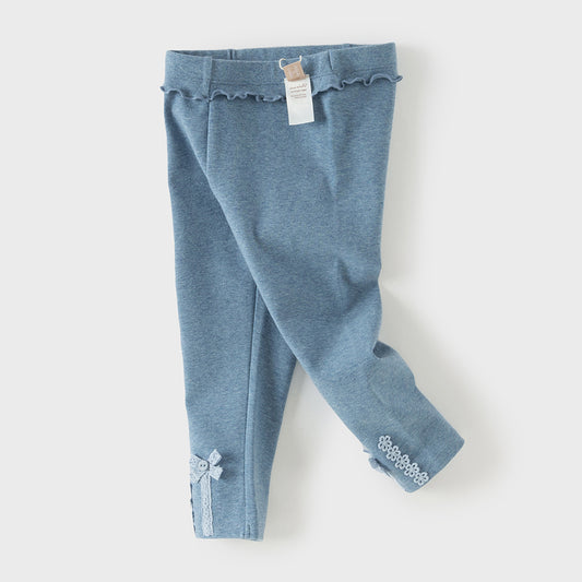 Dave&Bella Toddler Girls Fashion Denim Blue/Beige Stretchable Leggings