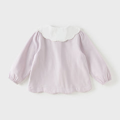 Dave&Bella Toddler Girls Elegant Grey Purple Long Sleeve Shirts