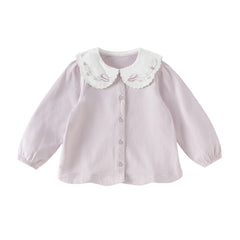 Dave&Bella Toddler Girls Elegant Grey Purple Long Sleeve Shirts