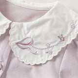 Dave&Bella Toddler Girls Elegant Grey Purple Long Sleeve Shirts