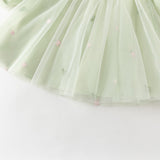 Dave&Bella Toddler Girls Cute Grass Green Long Sleeve Mesh Princess Dress