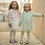 Dave&Bella Toddler Girls Cute Grass Green Long Sleeve Mesh Princess Dress