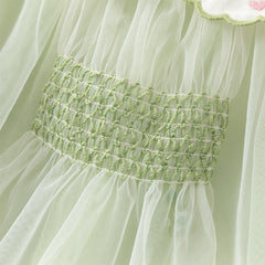 Dave&Bella Toddler Girls Cute Grass Green Long Sleeve Mesh Princess Dress
