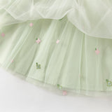 Dave&Bella Toddler Girls Cute Grass Green Long Sleeve Mesh Princess Dress