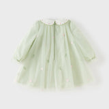 Dave&Bella Toddler Girls Cute Grass Green Long Sleeve Mesh Princess Dress