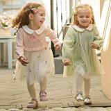 Dave&Bella Toddler Girls Cute Grass Green Long Sleeve Mesh Princess Dress