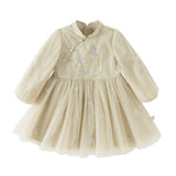 Dave&Bella Toddler Girls Green Turtle Comfortable Chinese-style Mesh A-line Dress
