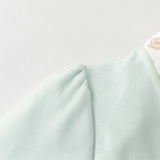 Dave&Bella Toddler Girls Classic Green Chinese-style Flower Embroidery Mesh Dress