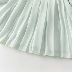 Dave&Bella Toddler Girls Classic Green Chinese-style Flower Embroidery Mesh Dress