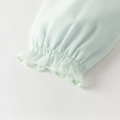 Dave&Bella Toddler Girls Classic Green Chinese-style Flower Embroidery Mesh Dress