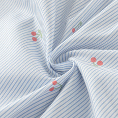 Dave&Bella Toddler Girls Summer Fashion Striped Cherry Embroidery Lightweight Shirts