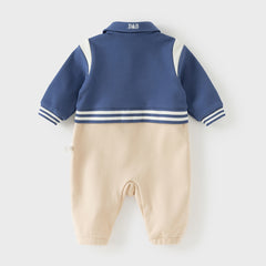Dave&Bella Baby Boys Blue Long Sleeve Casual Rompers