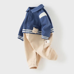 Dave&Bella Baby Boys Blue Long Sleeve Casual Rompers