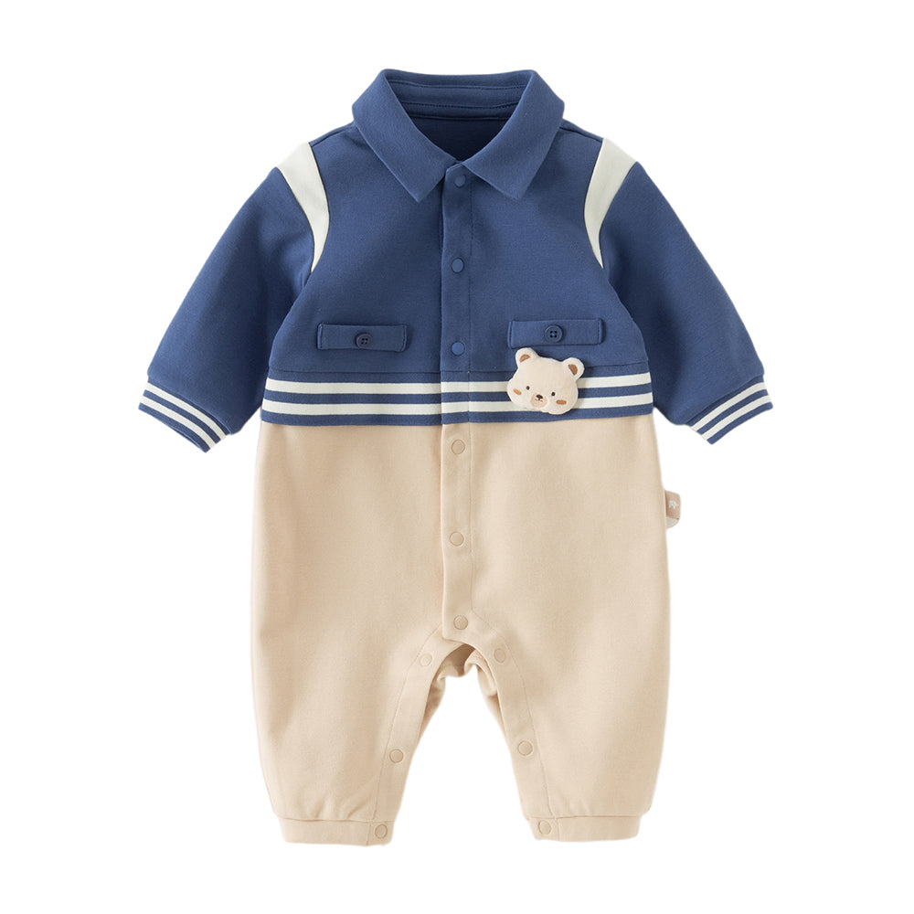 Dave&Bella Baby Boys Blue Long Sleeve Casual Rompers