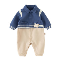 Dave&Bella Baby Boys Blue Long Sleeve Casual Rompers