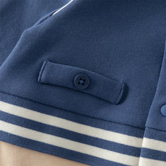 Dave&Bella Baby Boys Blue Long Sleeve Casual Rompers