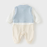 Dave&Bella Baby Boys Blue Turtle Long Sleeve Comfortable Soft Rompers
