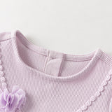 Dave&Bella Baby Girls Purple Long Sleeve Soft Elegant Mesh Rompers