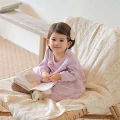 Dave&Bella Baby Girls Purple Long Sleeve Soft Elegant Mesh Rompers